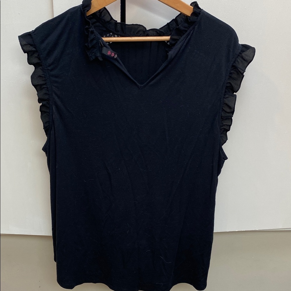 Black Ruffled Women's Top - Picture 2 of 2